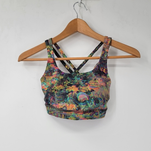 Lululemon Energy Bra Size 4 Glitch Tropical Floral Strappy Back Sports Bra - Picture 1 of 11